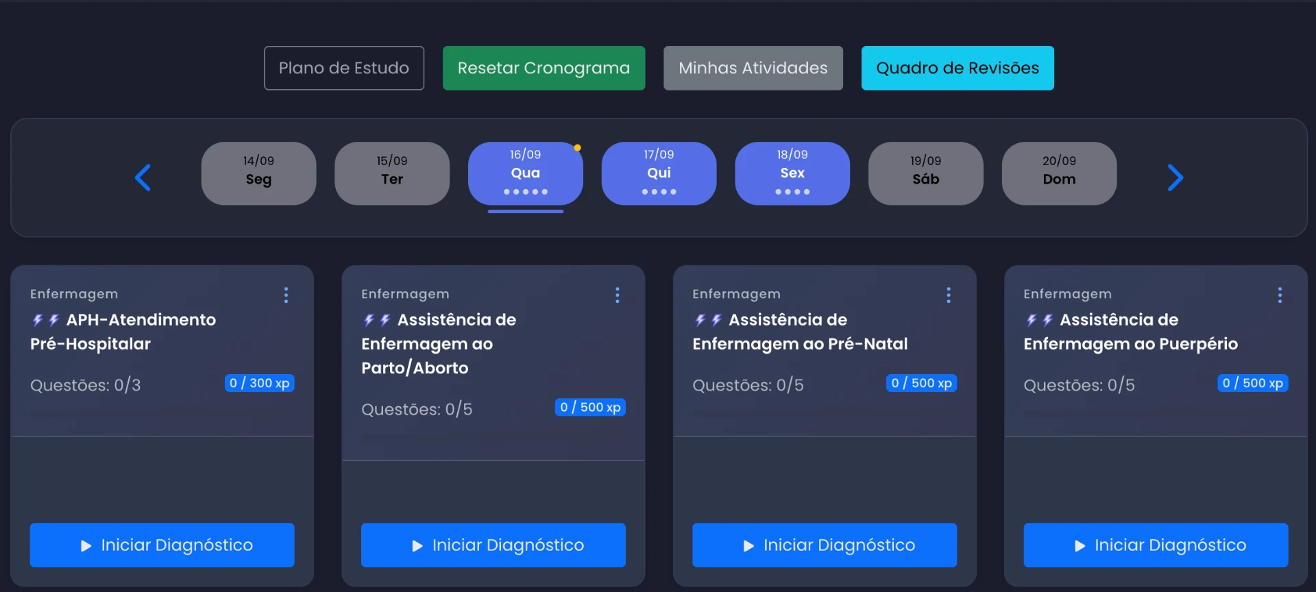Cronograma real do Mapeando com plano semanal e atividades de estudo